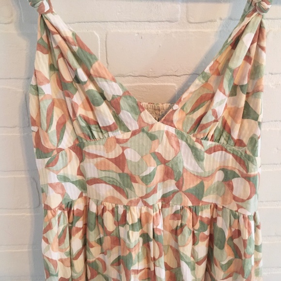 Abercrombie & Fitch Maxi dress Cotton Lined Tiered Pleated Knotted Strap Sz S - Picture 7 of 14